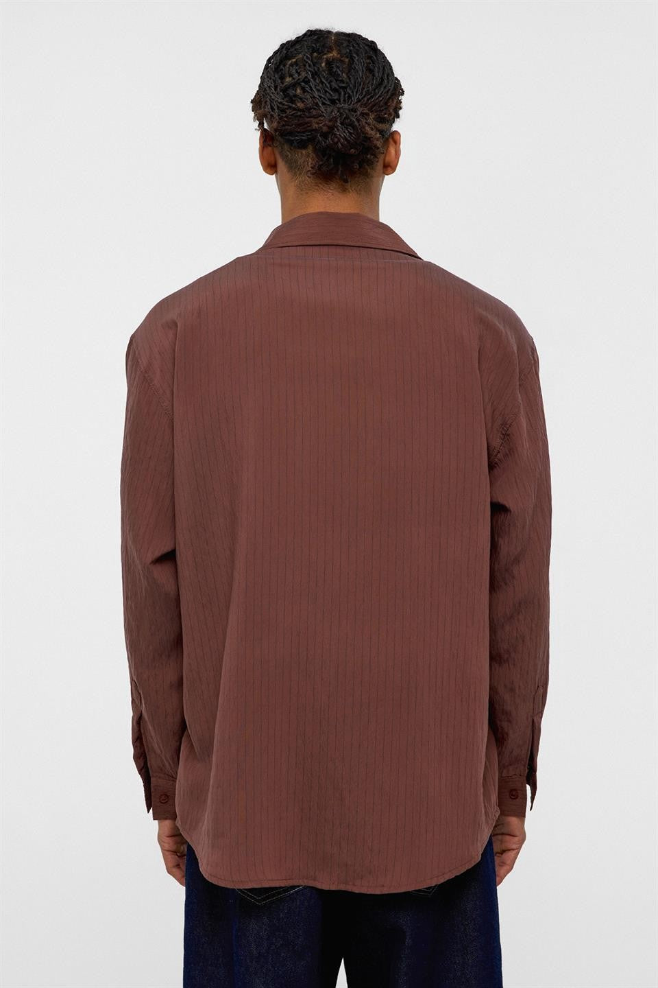 Oversize Çizgili Uzun Kollu Gömlek
