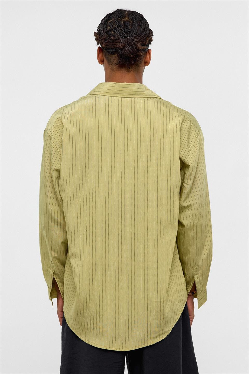 Oversize Çizgili Uzun Kollu Gömlek