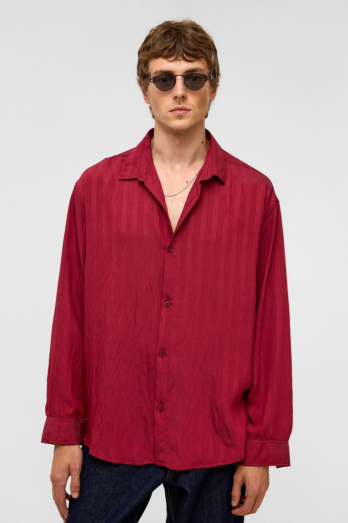 Oversize Uzun Kollu Modal Kumaş Gömlek
