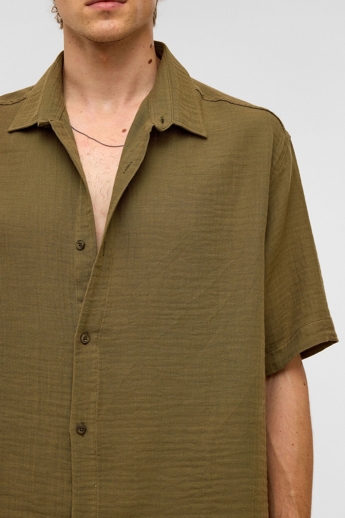 Oversize Kısa Kollu Müslin Kumaş Gömlek