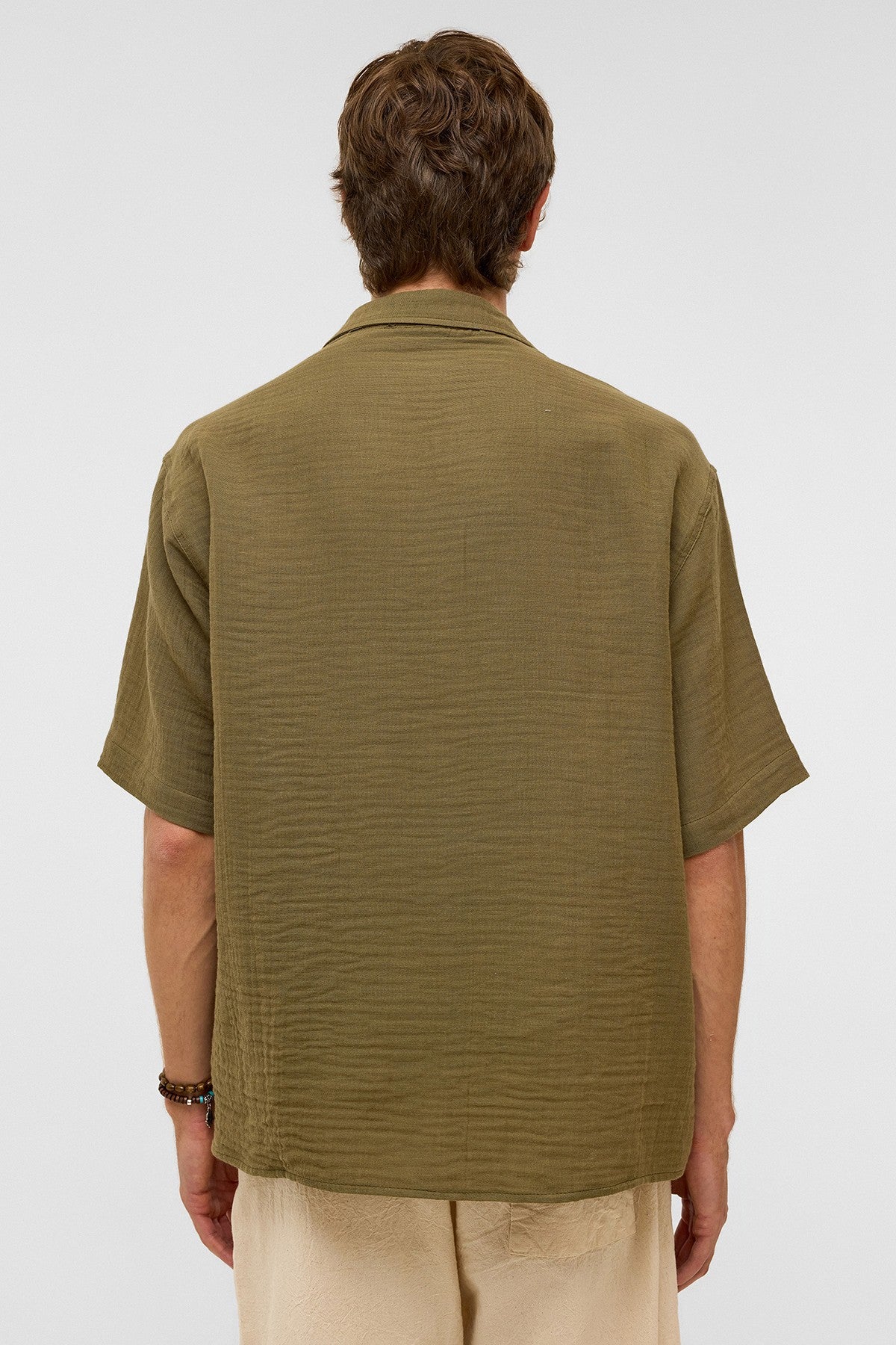 Oversize Kısa Kollu Müslin Kumaş Gömlek
