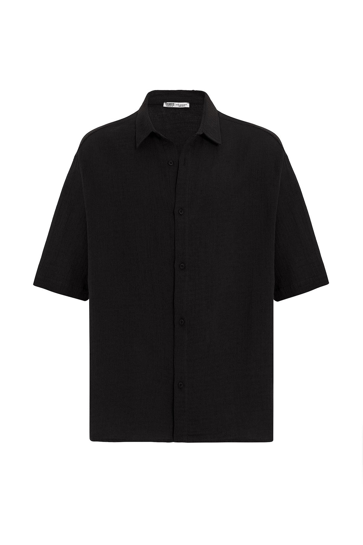 Oversize Kısa Kollu Müslin Kumaş Gömlek