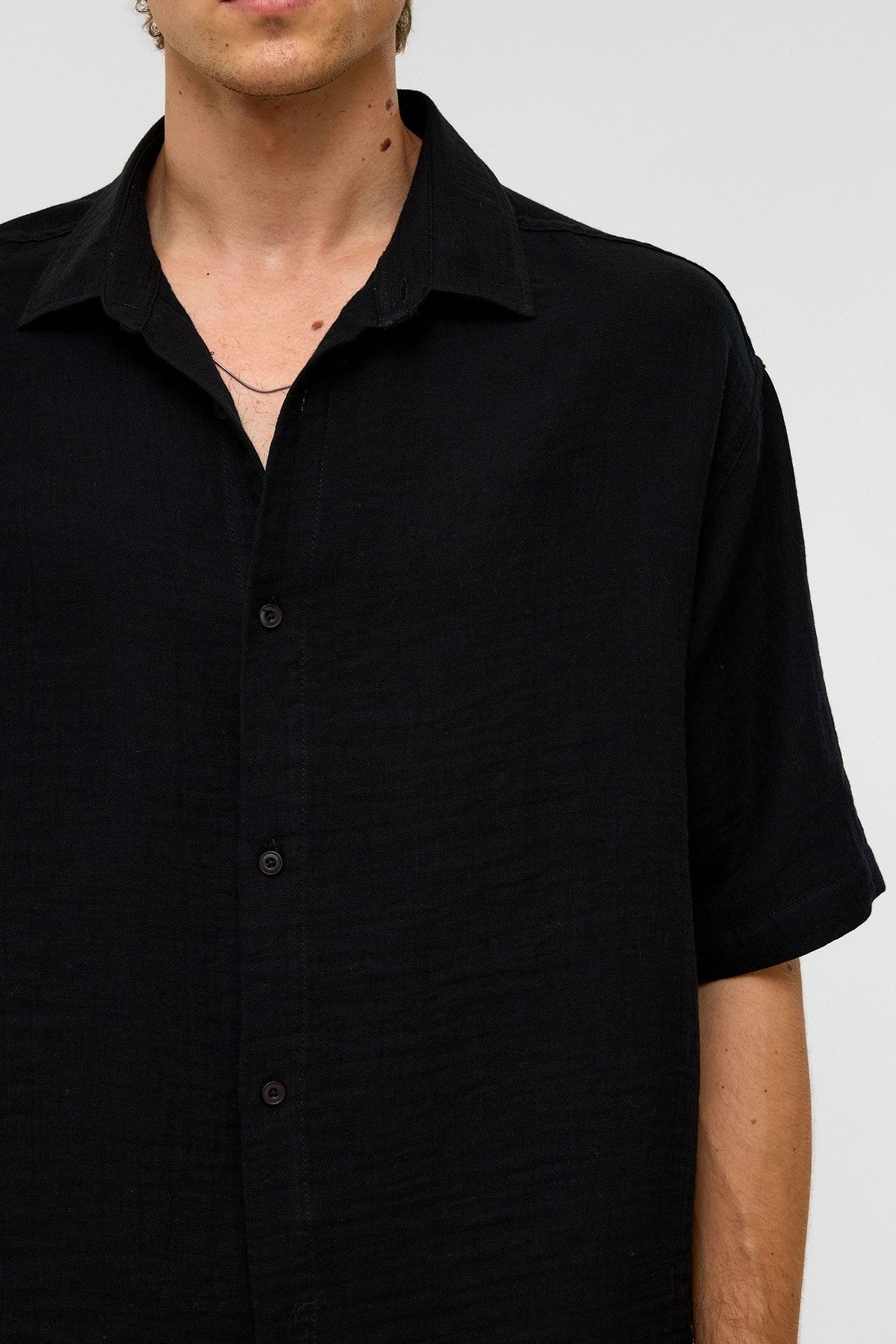 Oversize Kısa Kollu Müslin Kumaş Gömlek