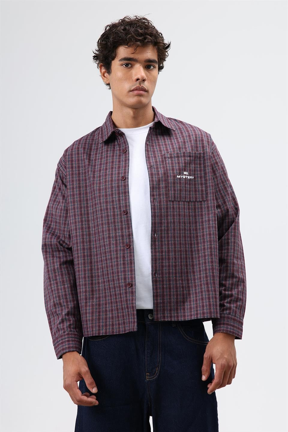 Oversize Kareli Uzun Kollu Gömlek