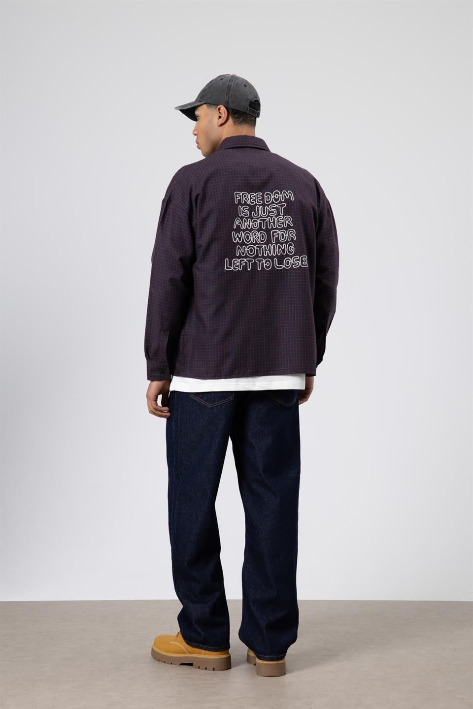 Oversize Baskılı Günlük Kareli Gömlek