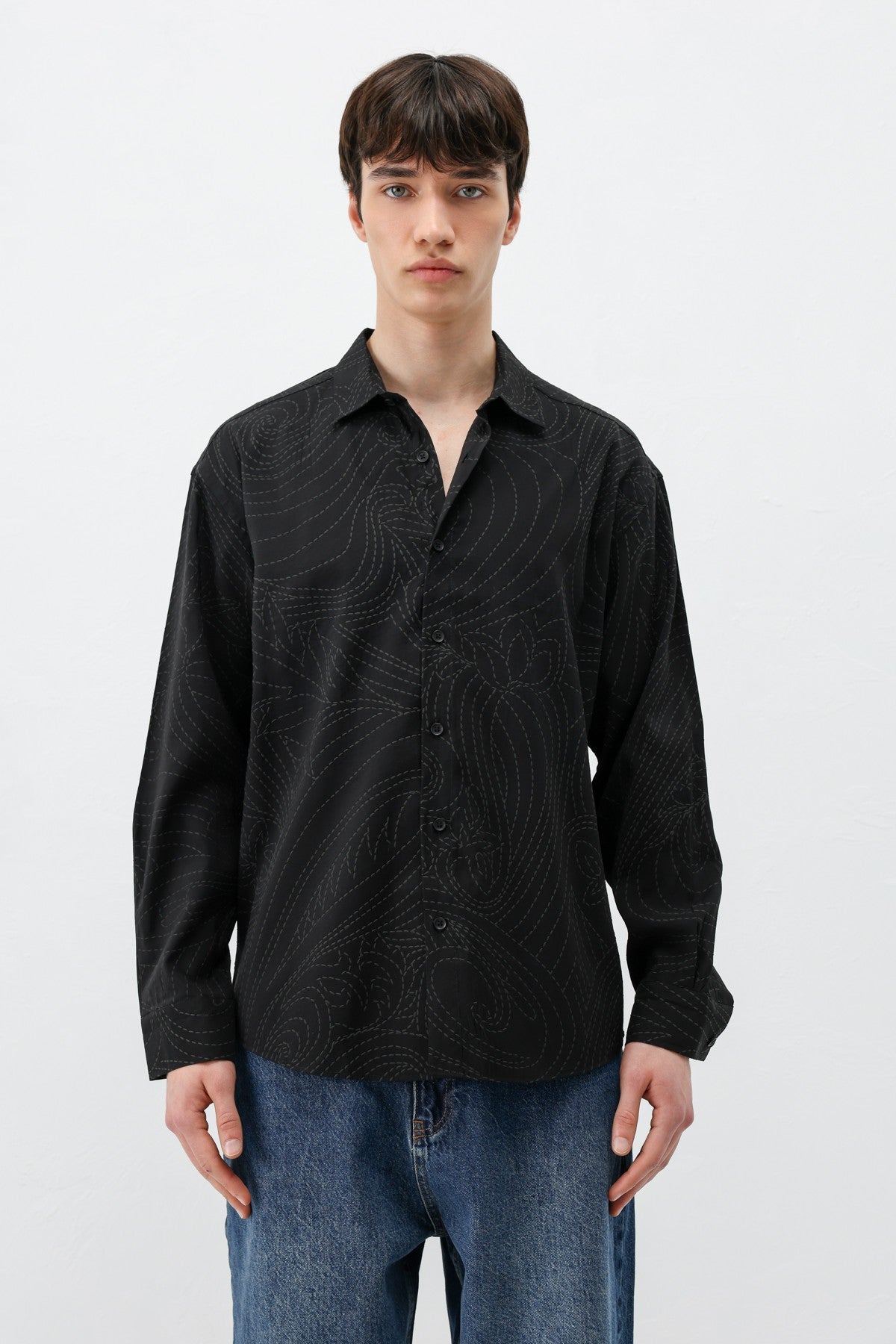 Oversize Dikiş Detaylı Gömlek