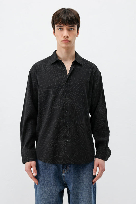 Oversize Dikiş Detaylı Gömlek
