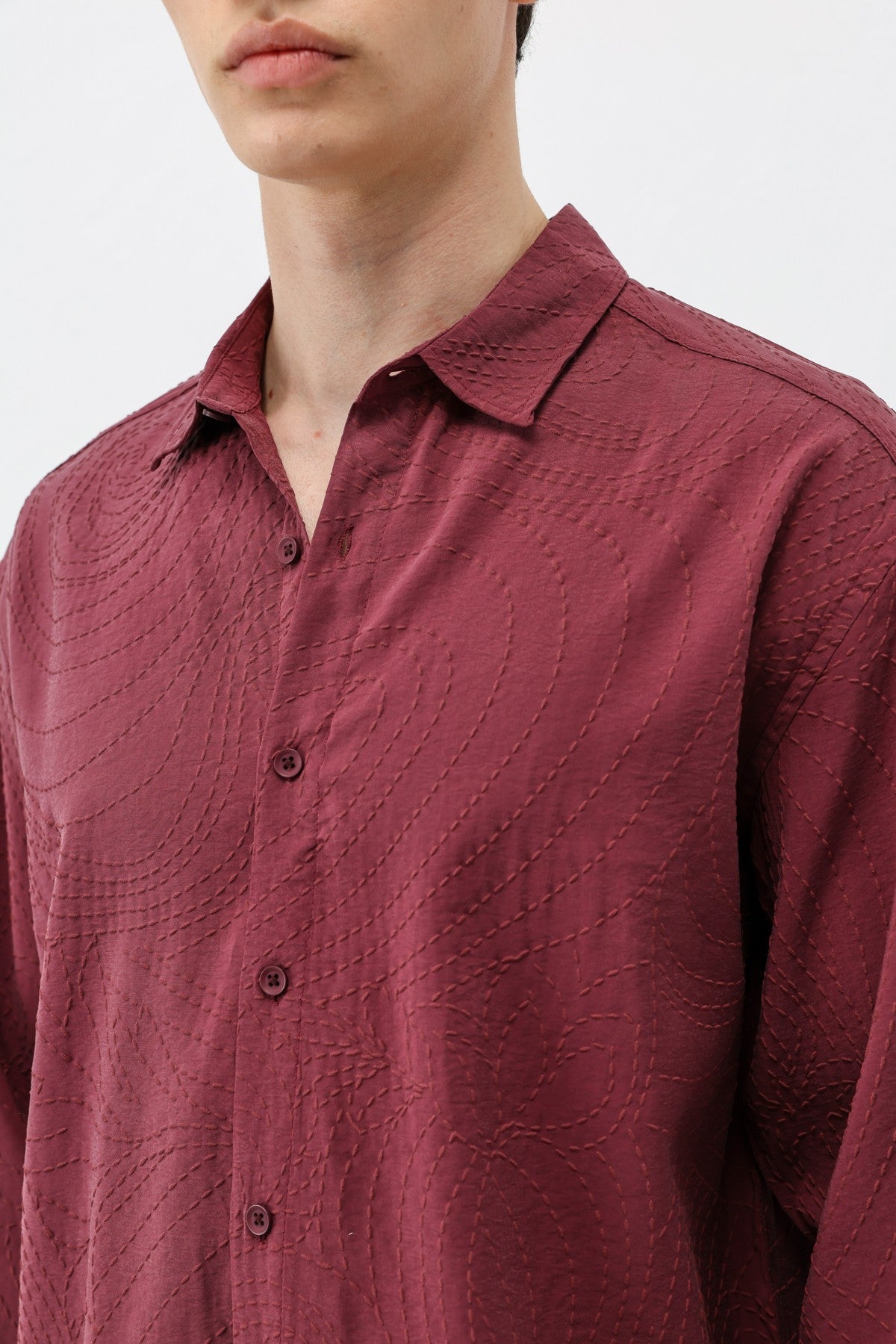 Oversize Dikiş Detaylı Gömlek