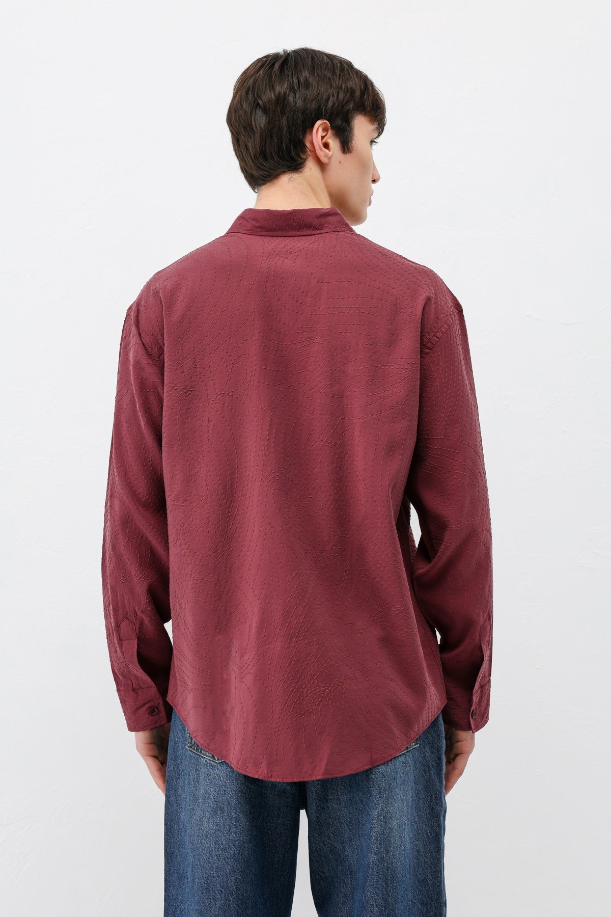 Oversize Dikiş Detaylı Gömlek