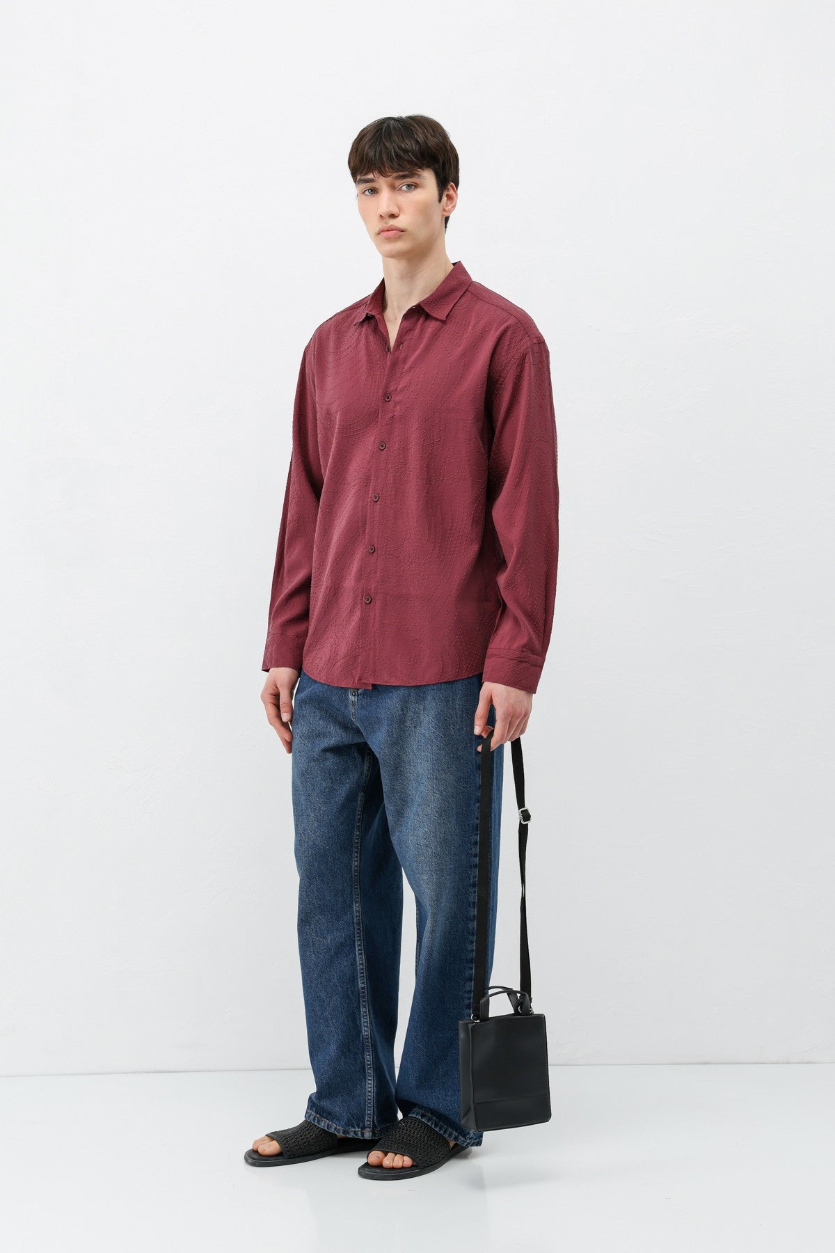 Oversize Dikiş Detaylı Gömlek