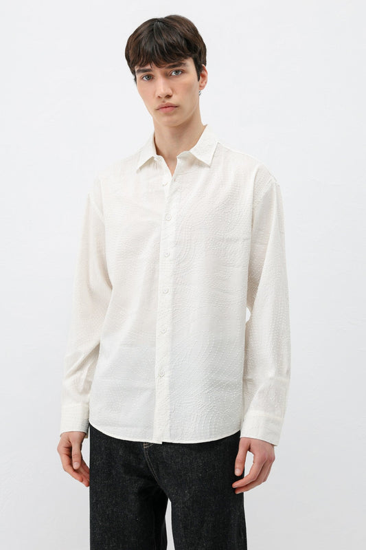 Oversize Dikiş Detaylı Gömlek