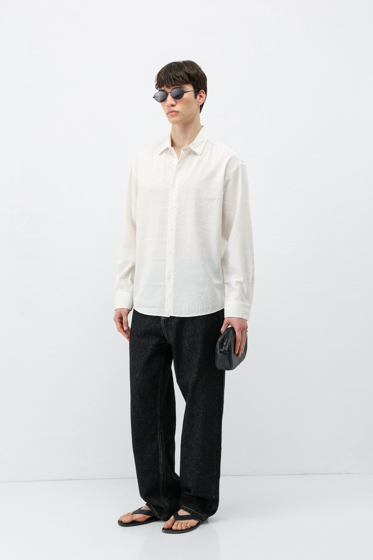 Oversize Dikiş Detaylı Gömlek