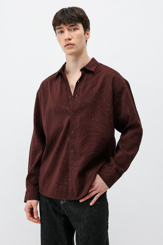 Oversize Dikiş Detaylı Gömlek