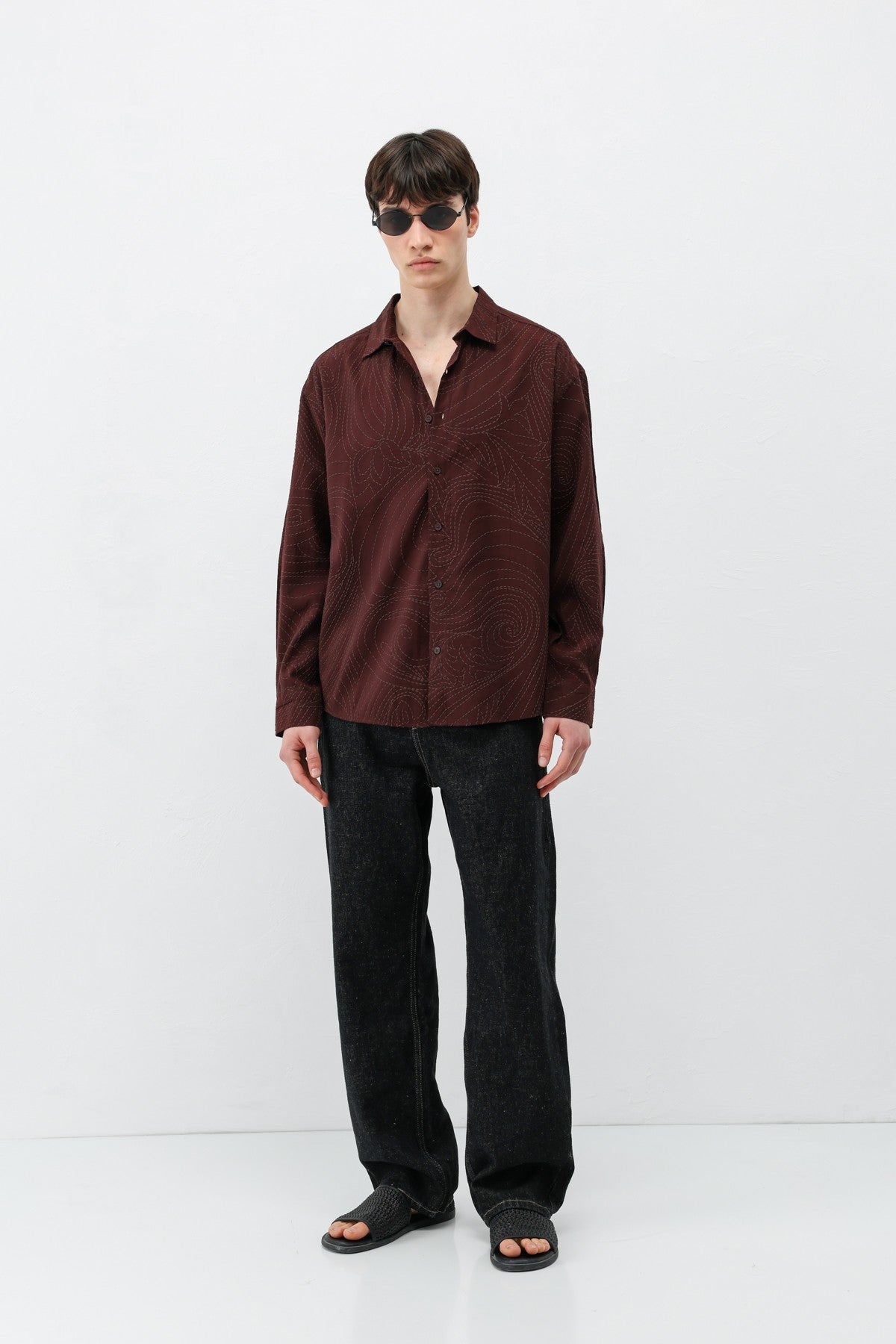 Oversize Dikiş Detaylı Gömlek