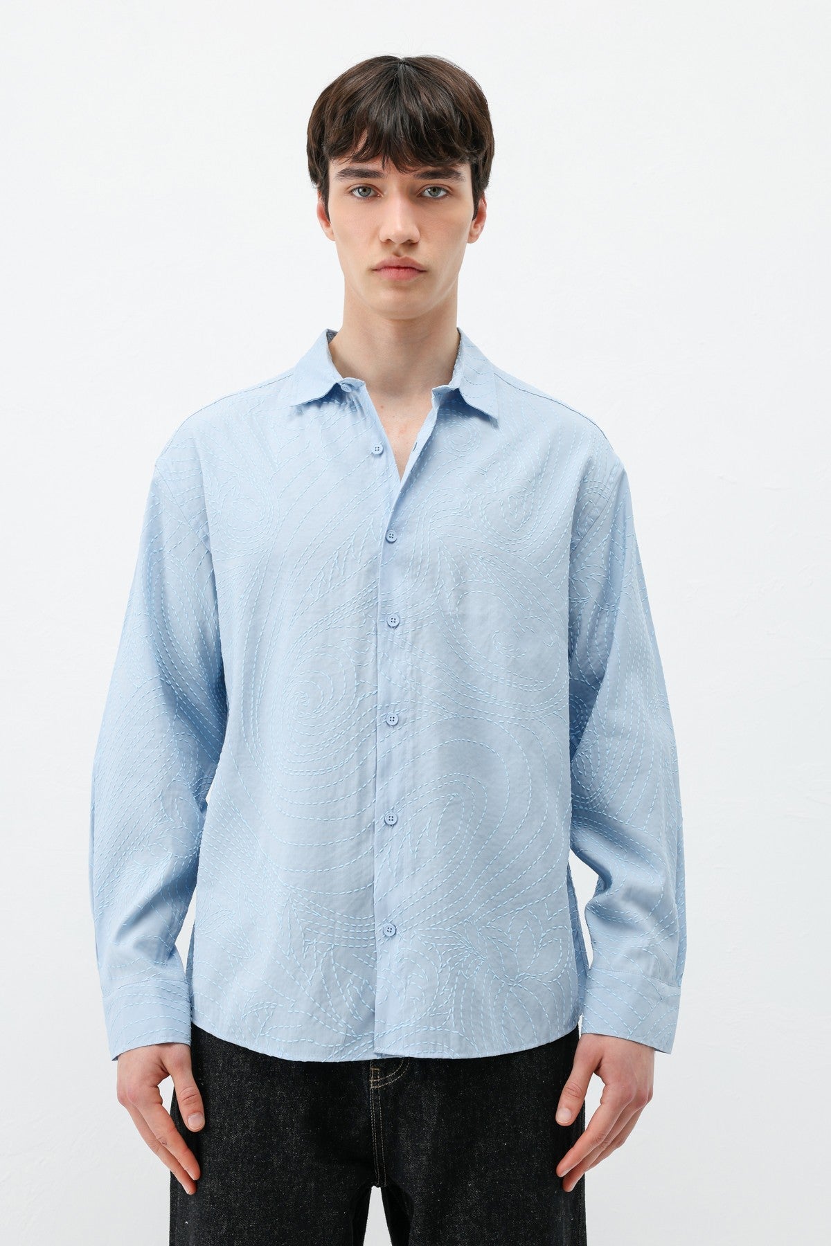 Oversize Dikiş Detaylı Gömlek
