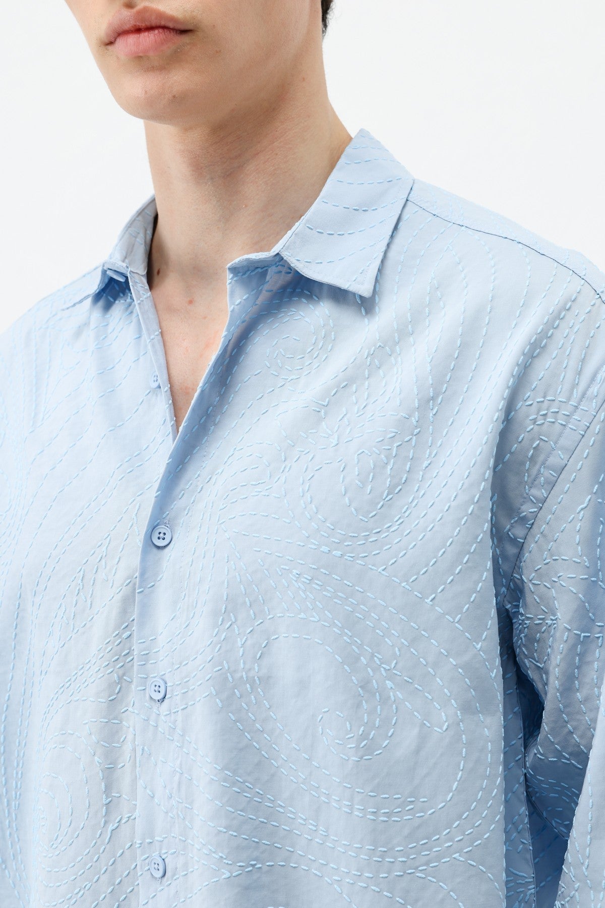 Oversize Dikiş Detaylı Gömlek