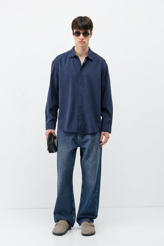 Oversize Dikiş Detaylı Gömlek