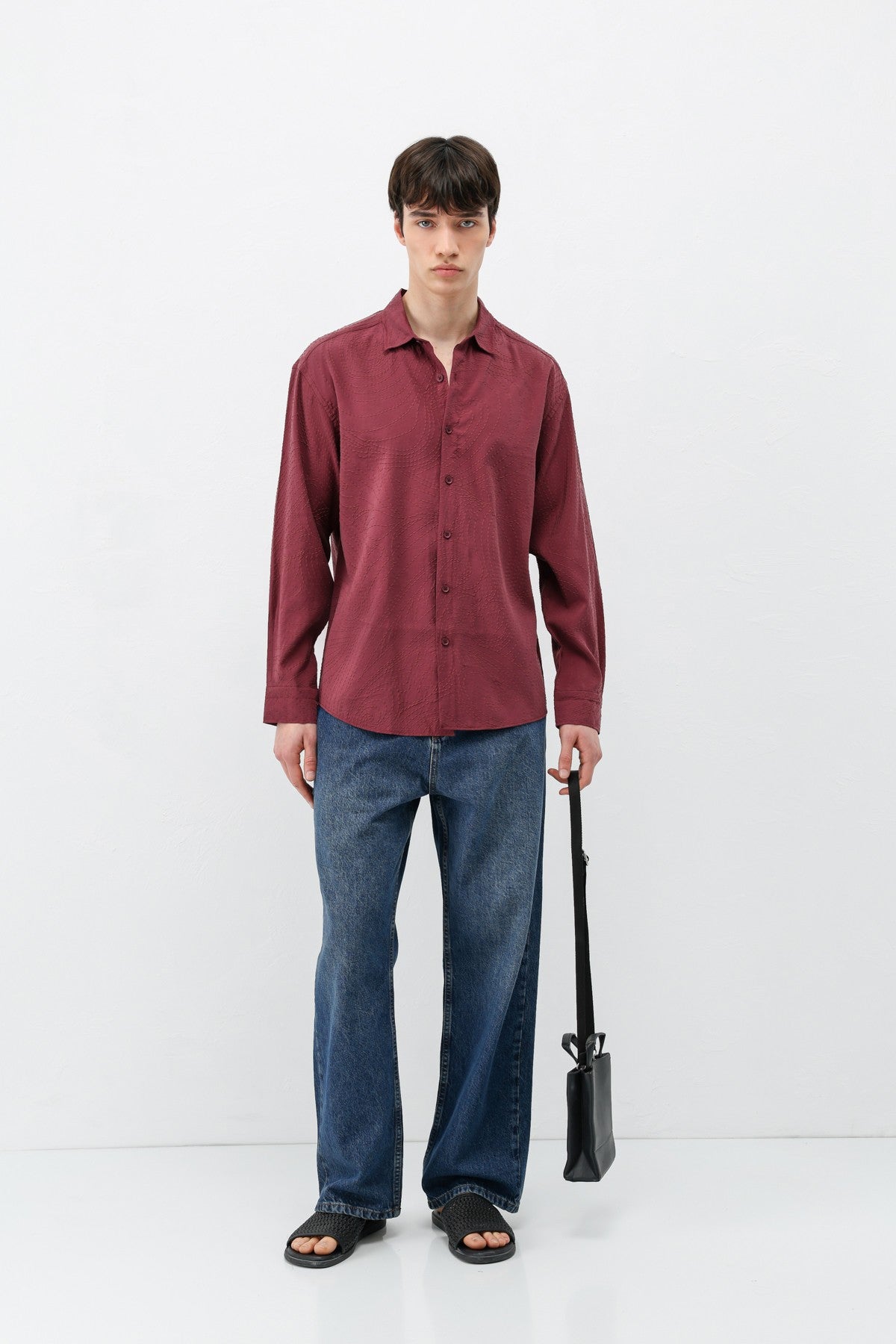 Oversize Dikiş Detaylı Gömlek