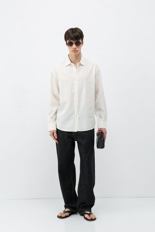 Oversize Dikiş Detaylı Gömlek