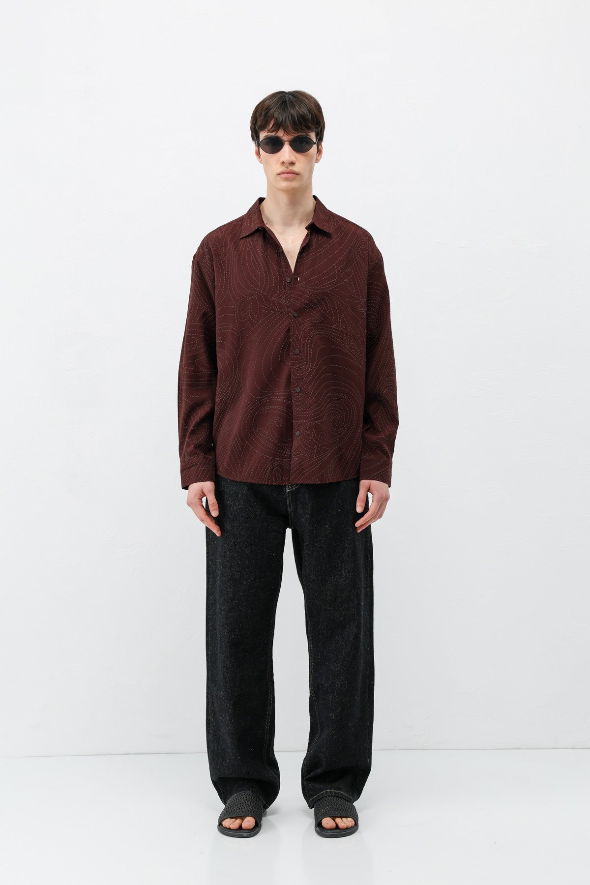 Oversize Dikiş Detaylı Gömlek