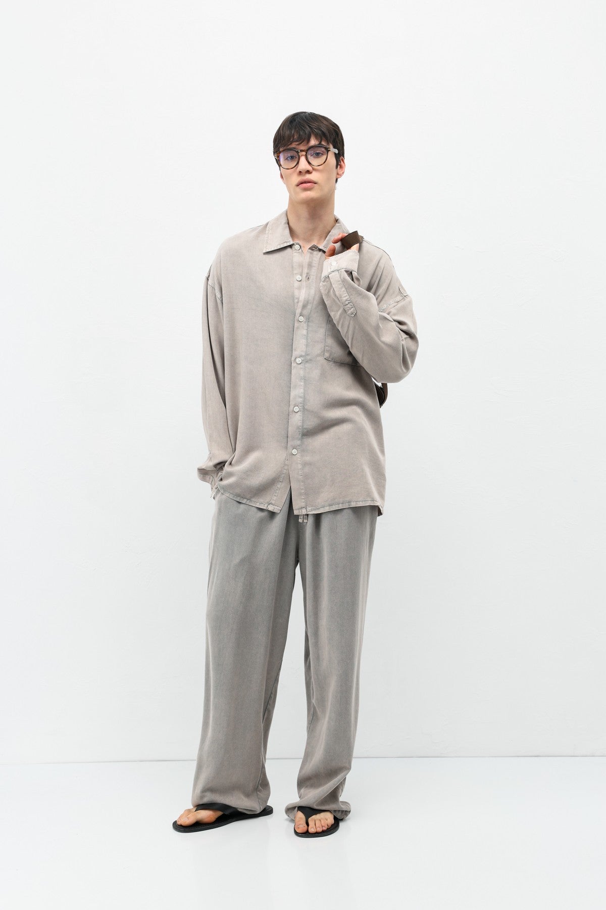 Oversize Yıkamalı Cep Detaylı Gömlek