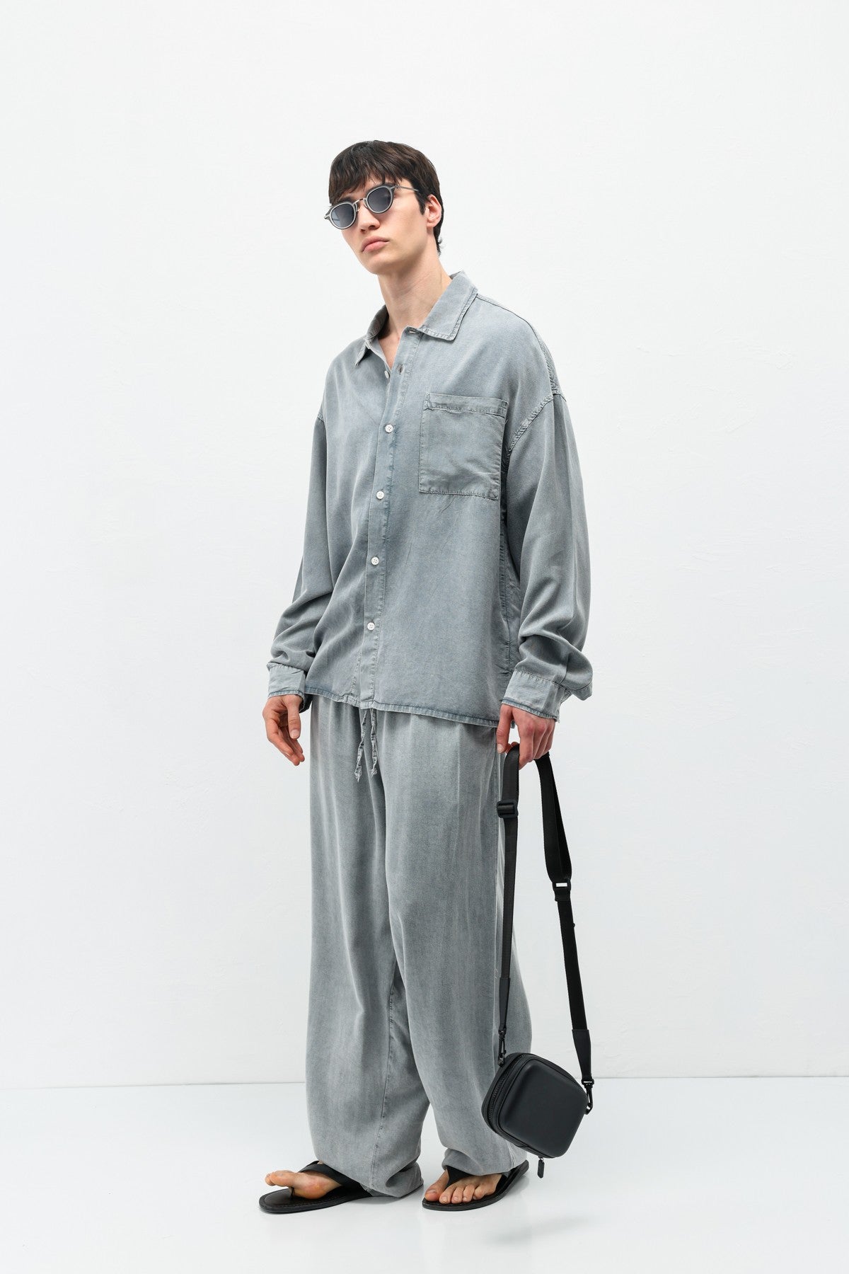 Oversize Yıkamalı Cep Detaylı Gömlek
