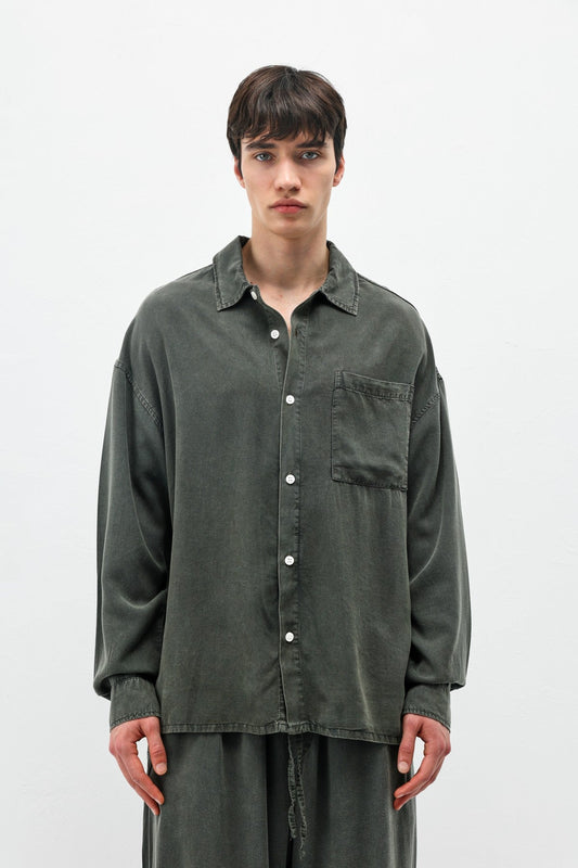 Oversize Yıkamalı Cep Detaylı Gömlek