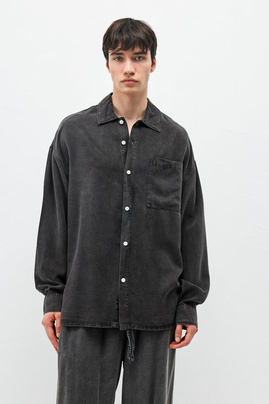 Oversize Yıkamalı Cep Detaylı Gömlek