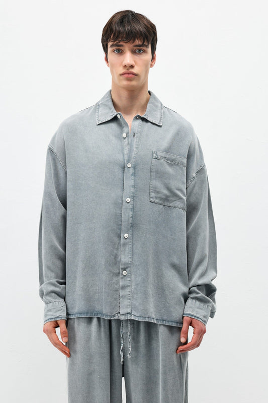 Oversize Yıkamalı Cep Detaylı Gömlek