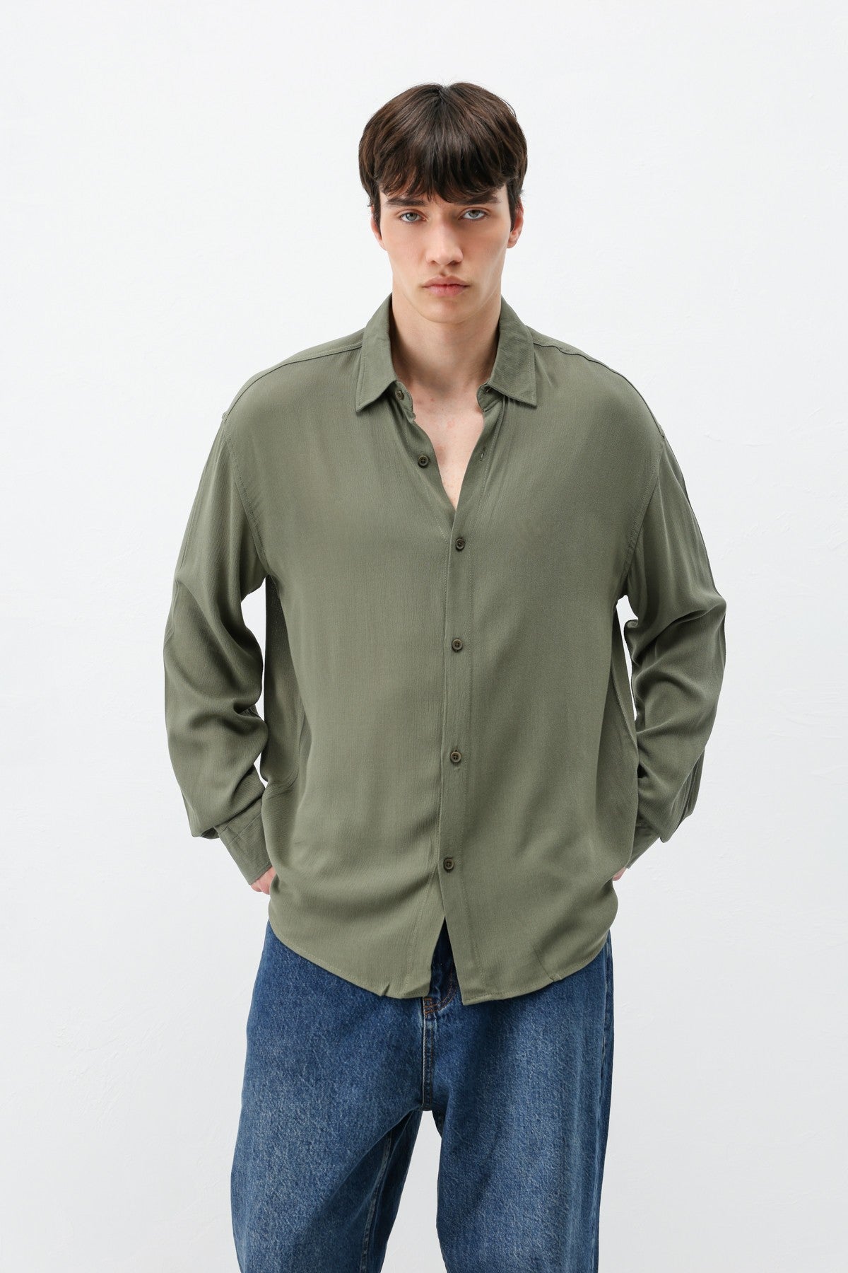 Hafif Dokulu Oversize Gömlek