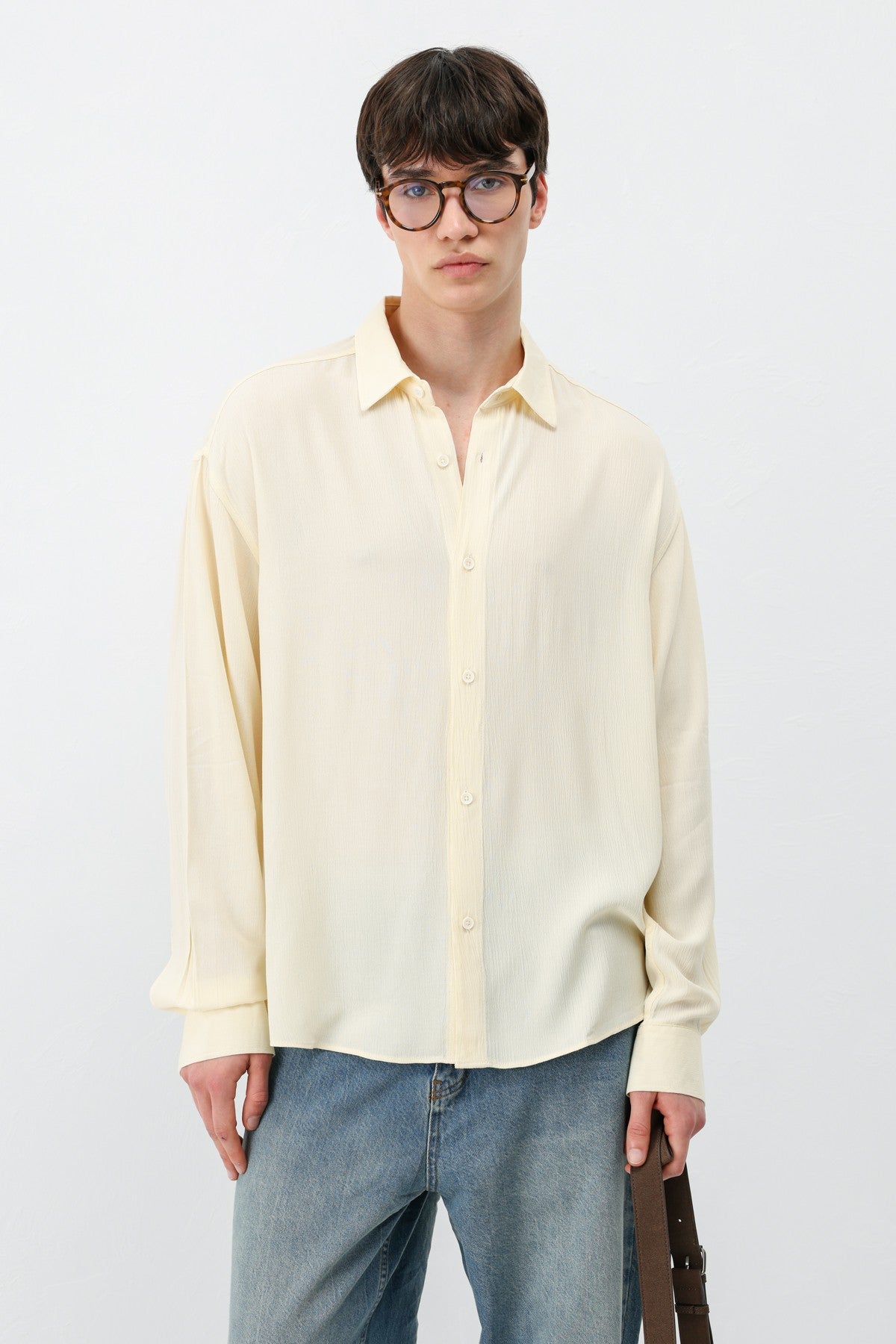 Hafif Dokulu Oversize Gömlek