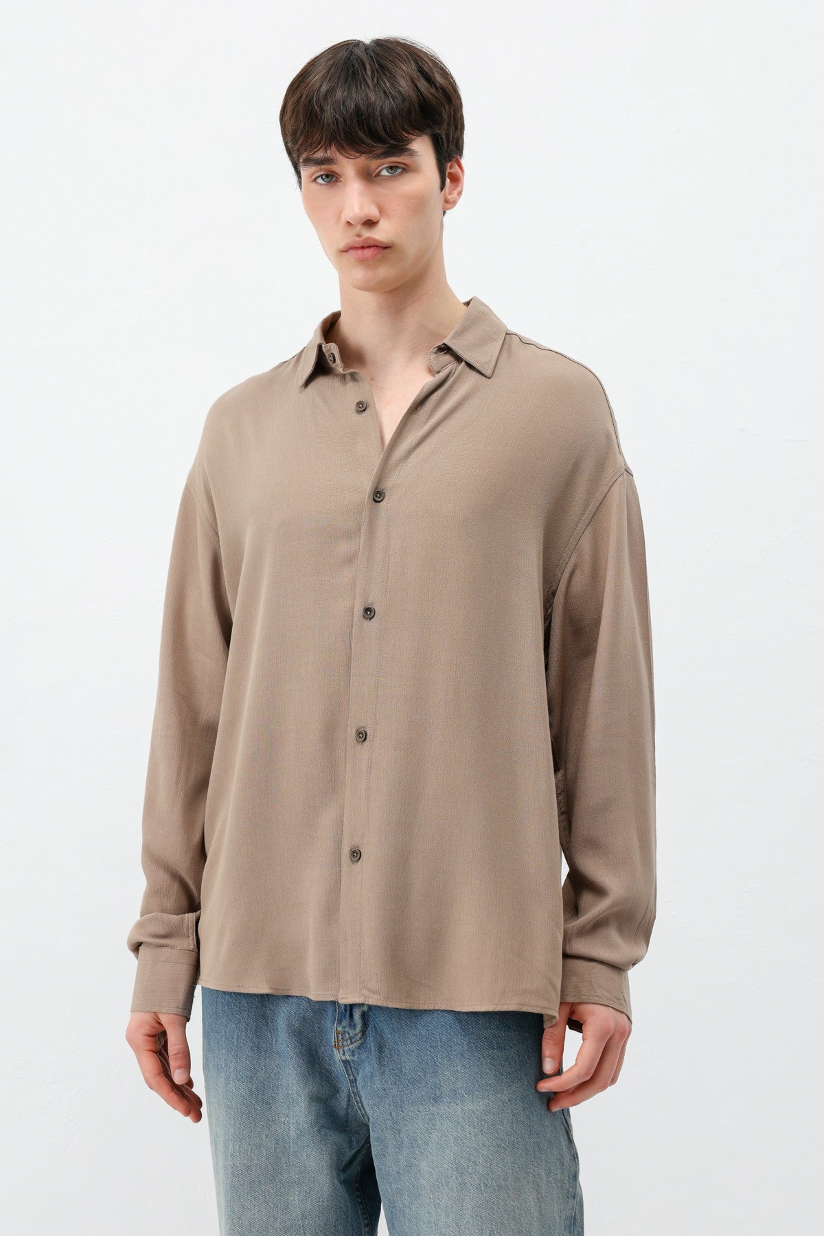 Hafif Dokulu Oversize Gömlek