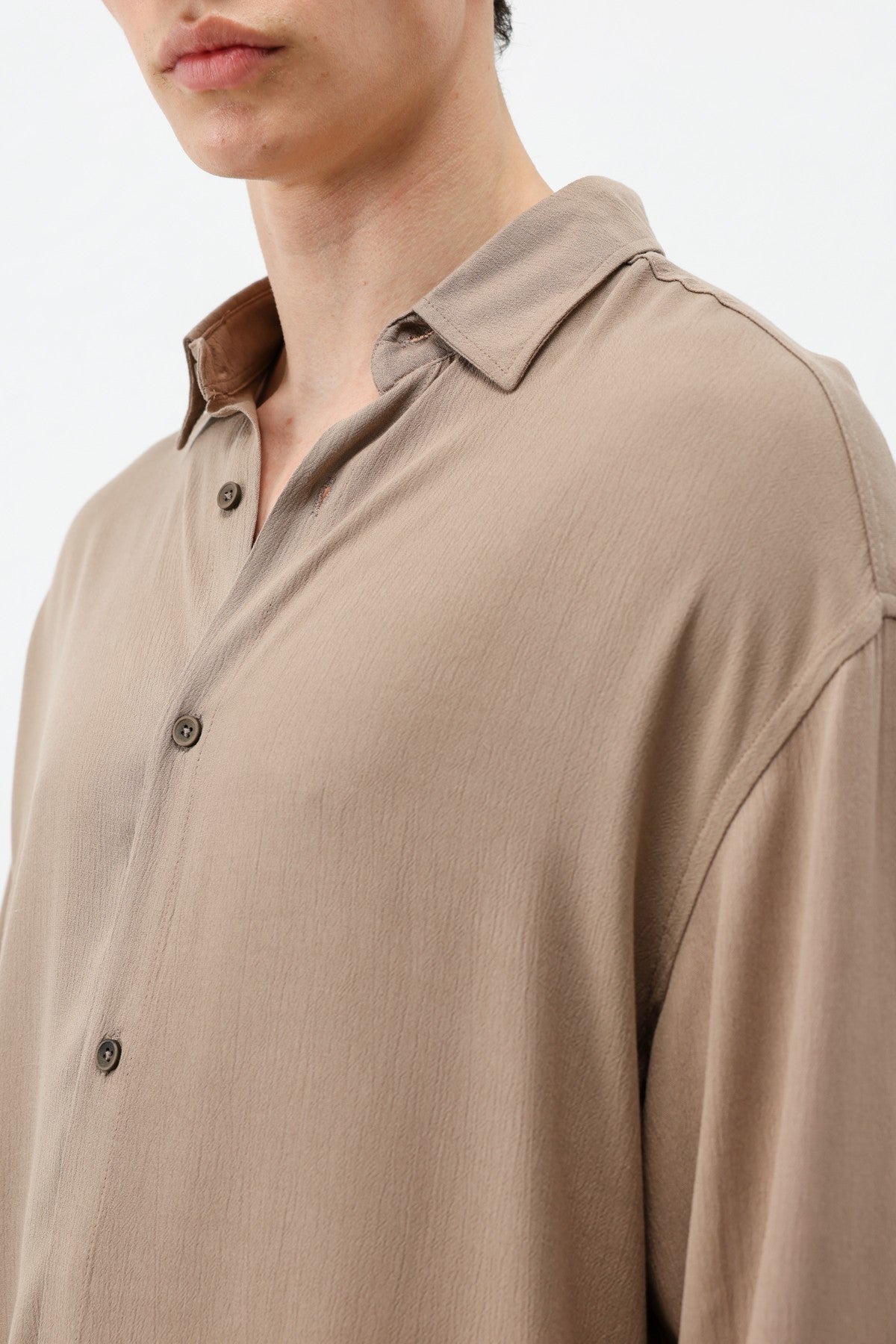 Hafif Dokulu Oversize Gömlek