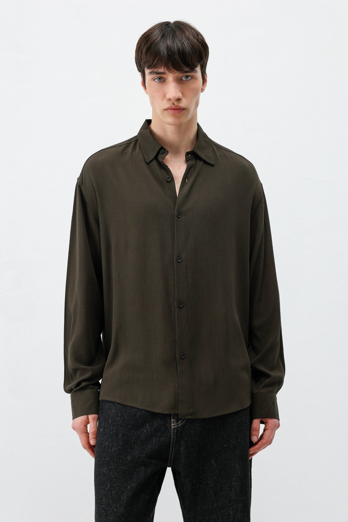 Hafif Dokulu Oversize Gömlek