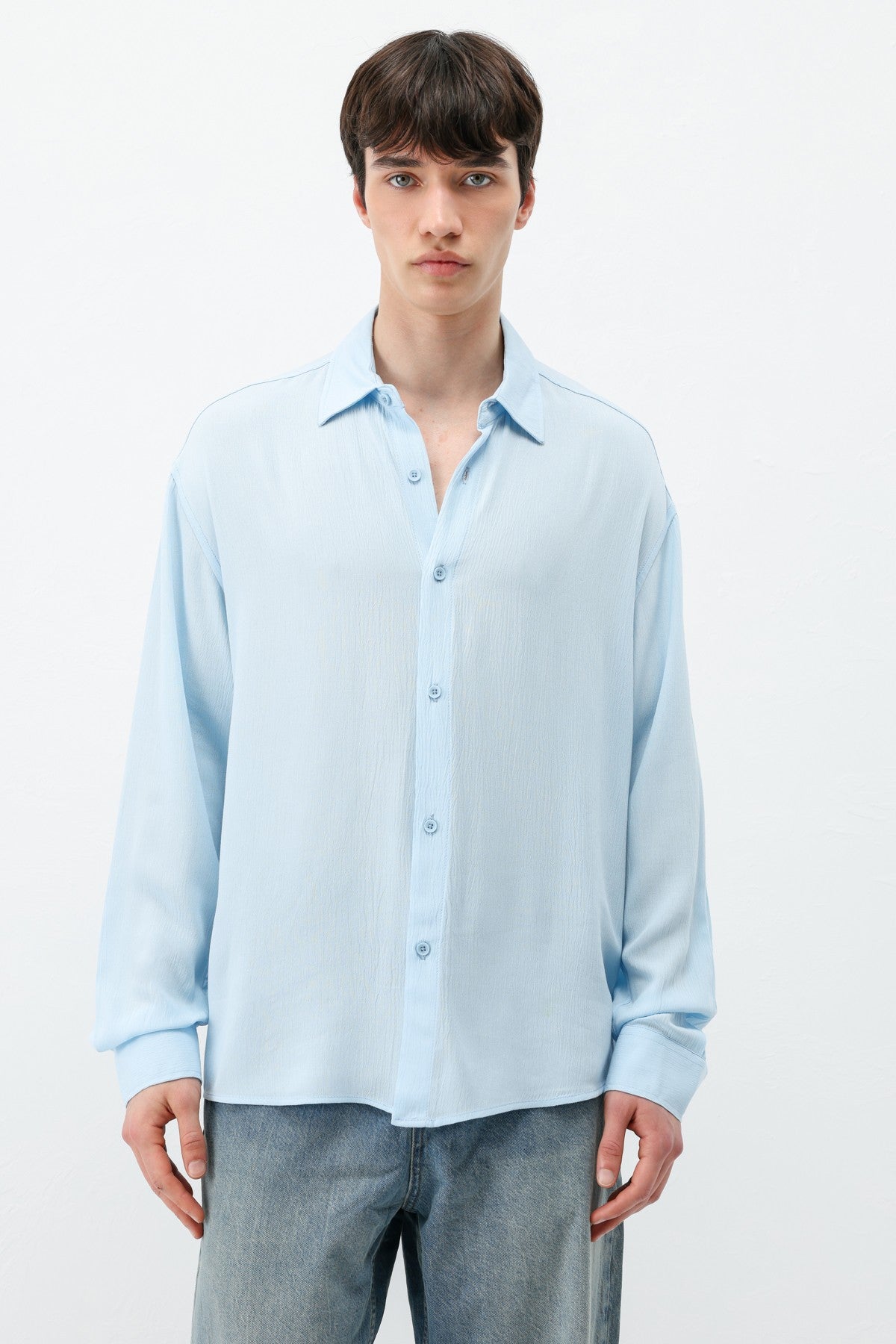 Hafif Dokulu Oversize Gömlek