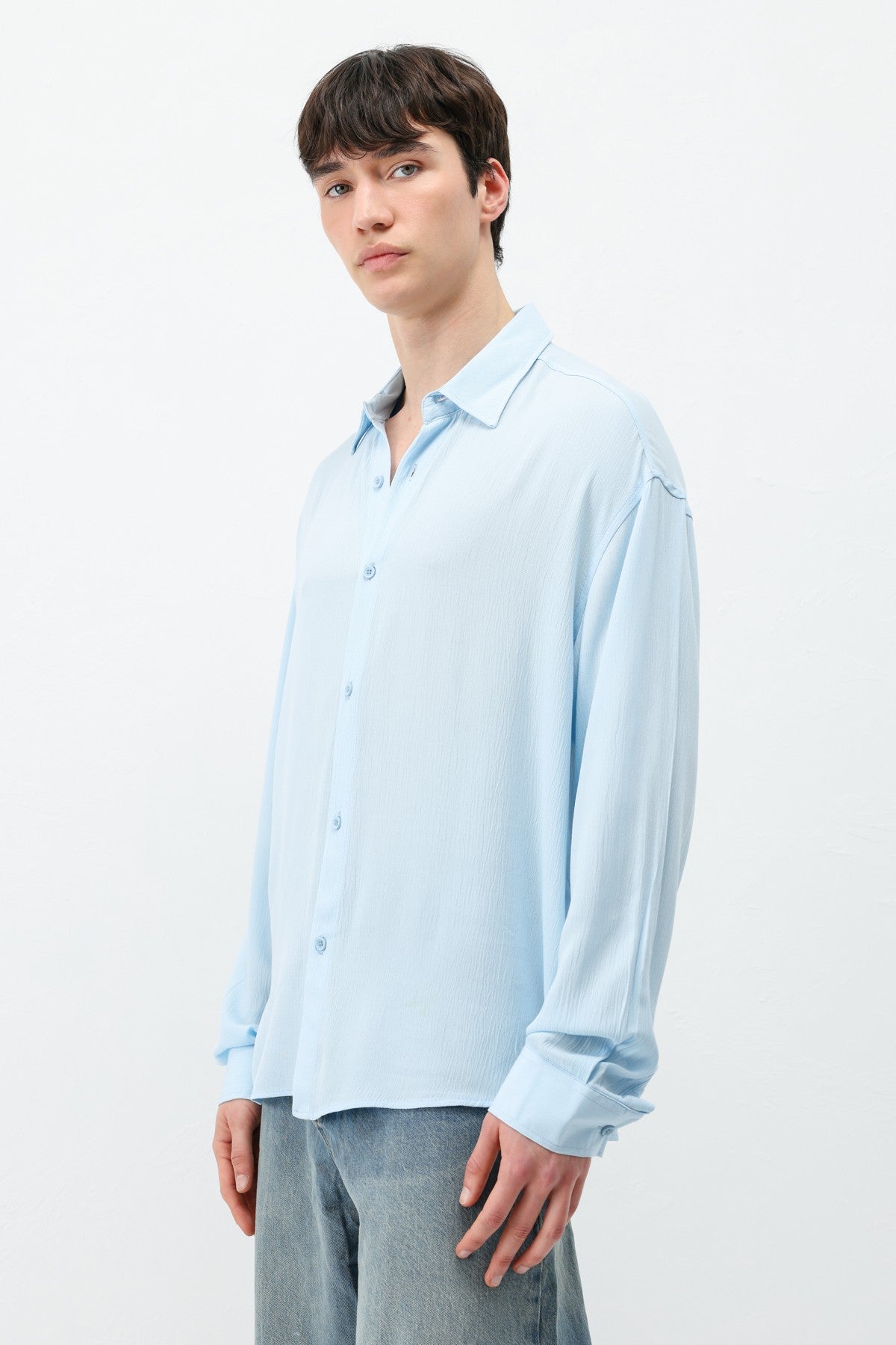 Hafif Dokulu Oversize Gömlek