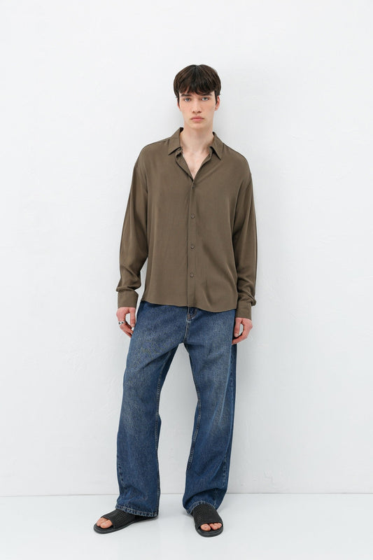 Hafif Dokulu Oversize Gömlek