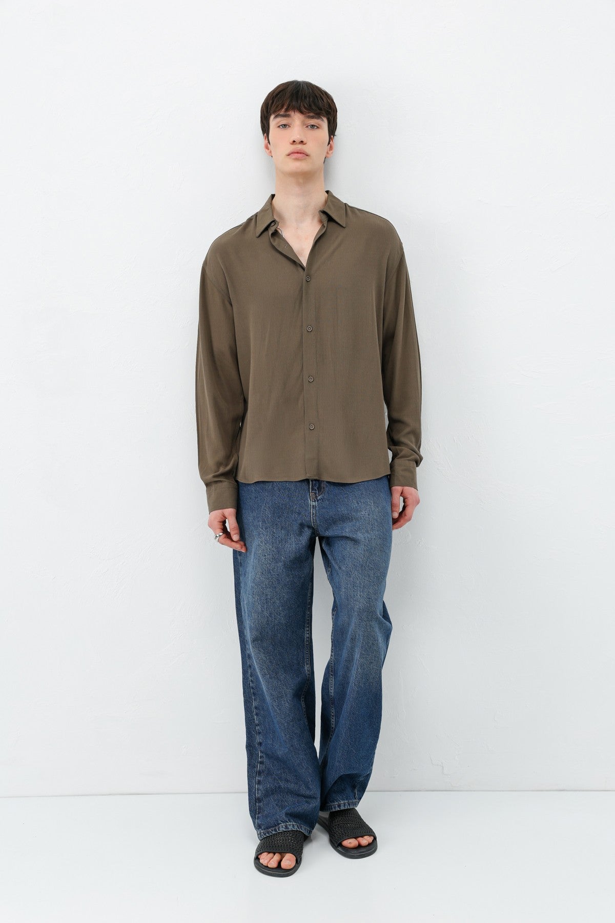 Hafif Dokulu Oversize Gömlek