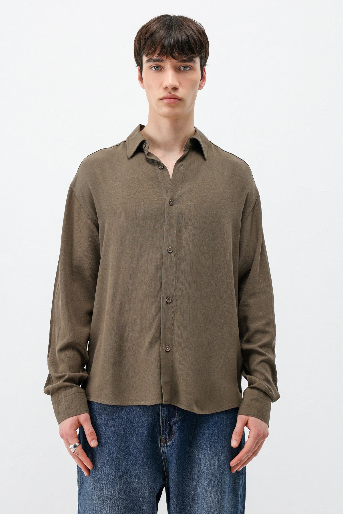 Hafif Dokulu Oversize Gömlek