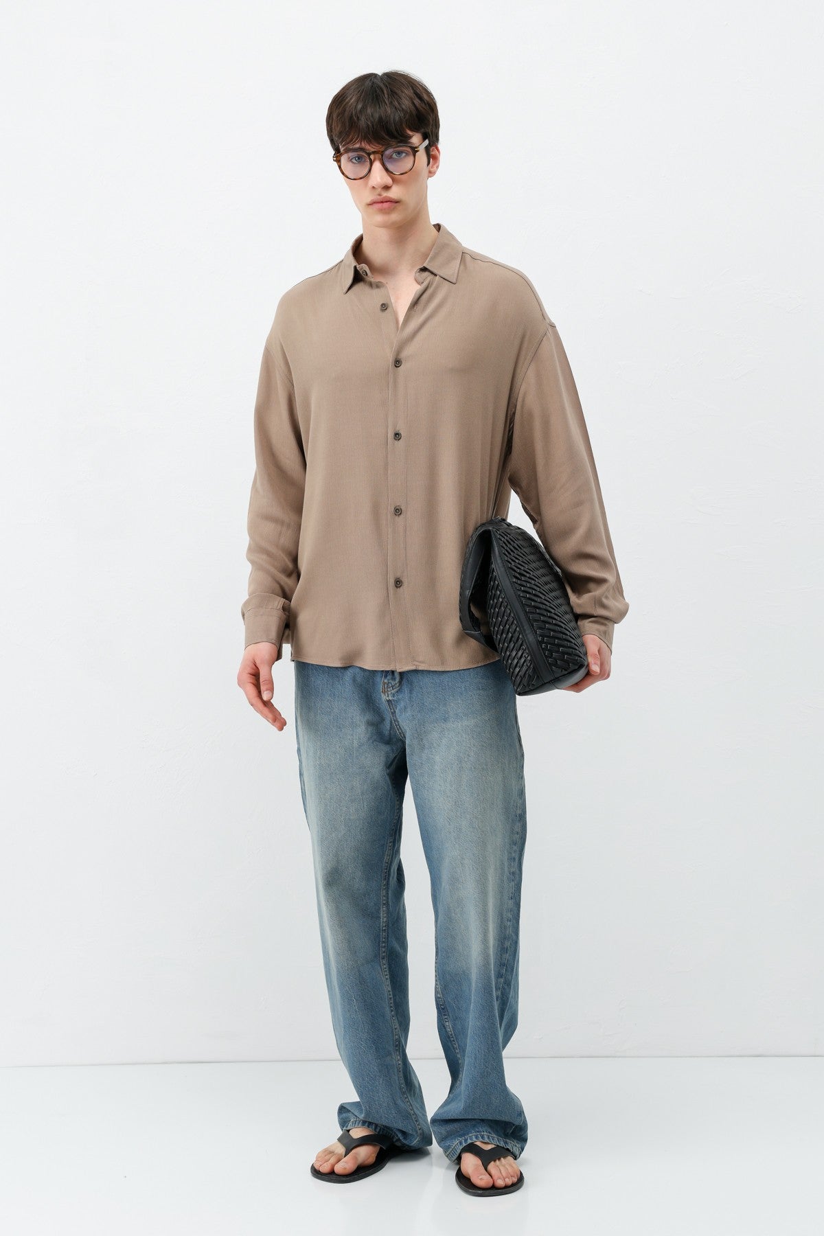 Hafif Dokulu Oversize Gömlek