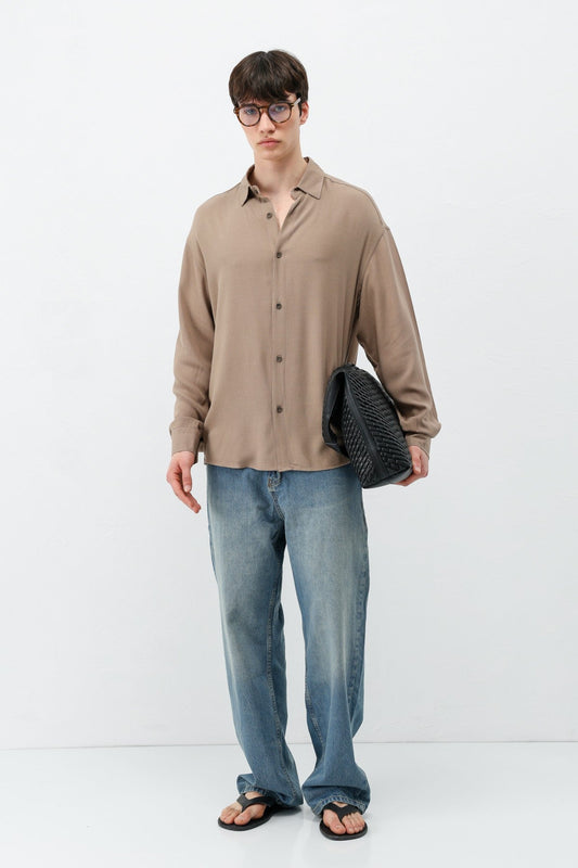 Hafif Dokulu Oversize Gömlek