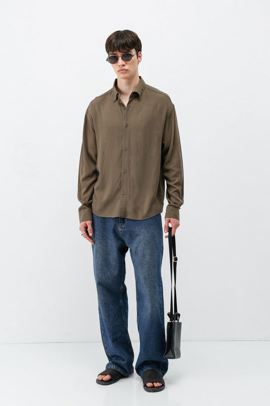 Hafif Dokulu Oversize Gömlek