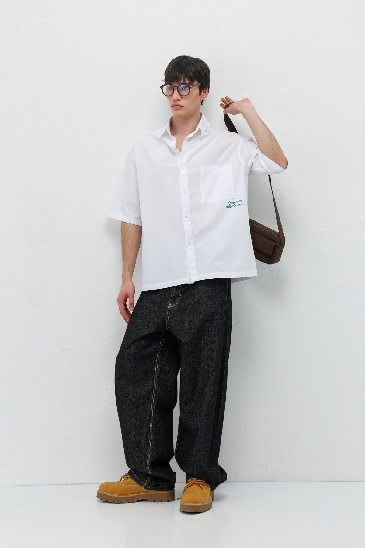 Baskılı Oversize Keten Gömlek