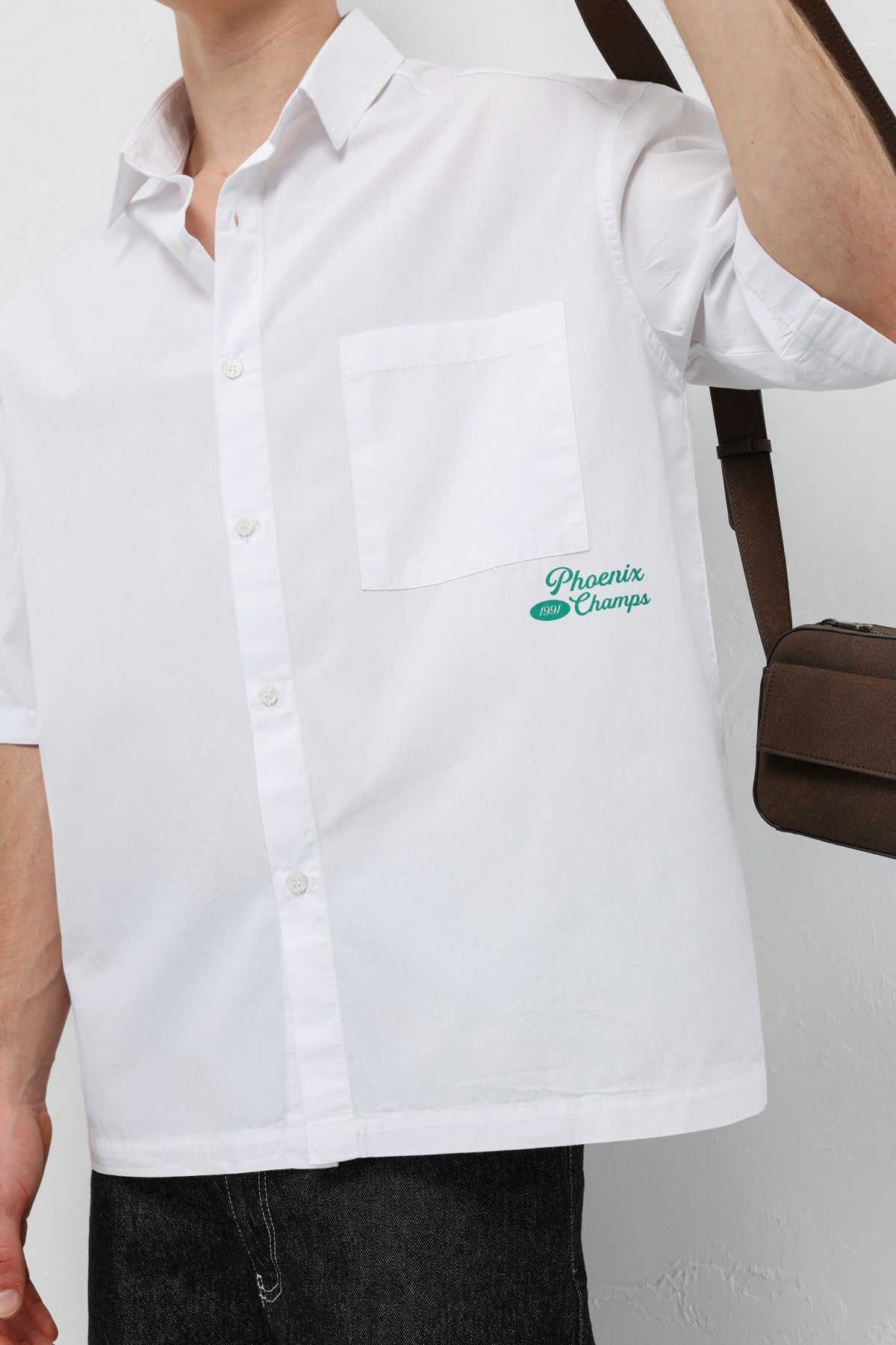 Baskılı Oversize Keten Gömlek