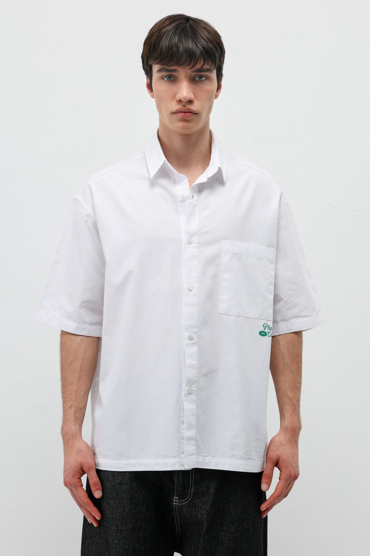 Baskılı Oversize Keten Gömlek