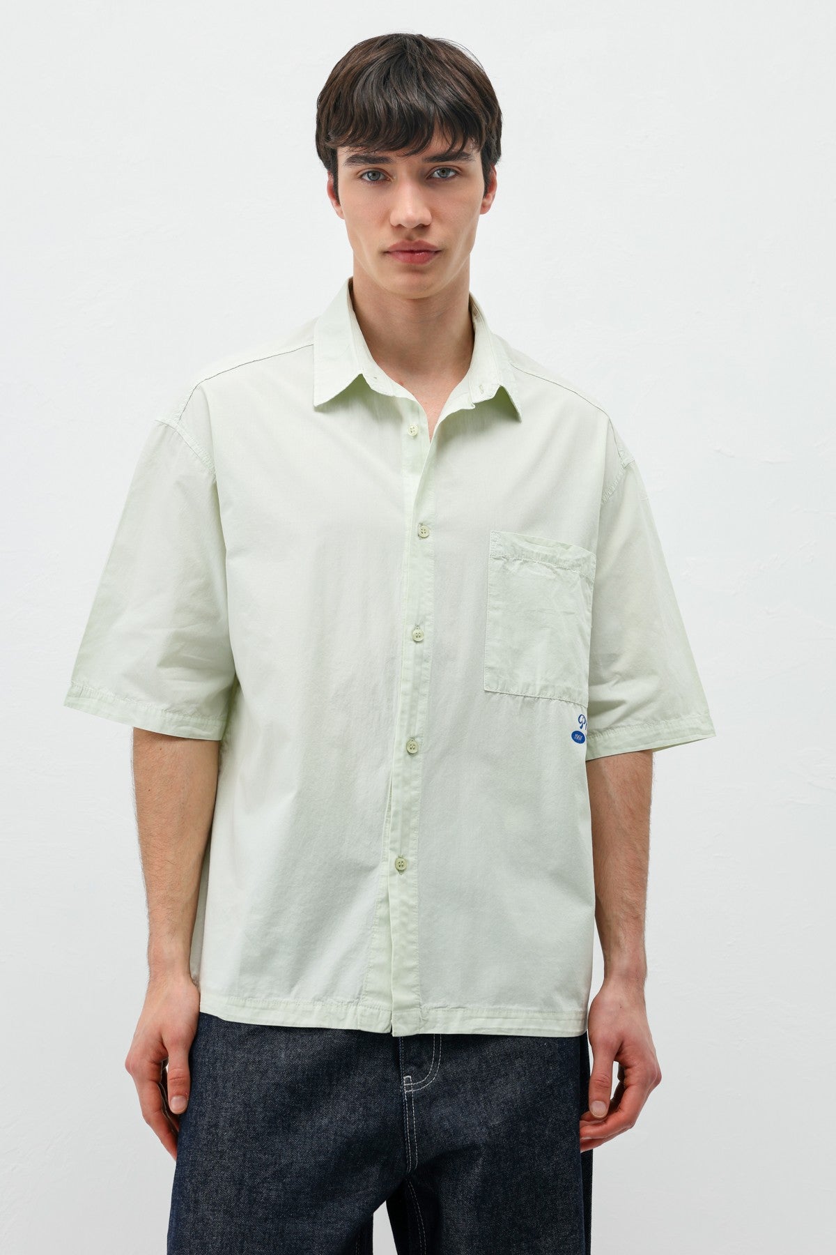 Baskılı Oversize Keten Gömlek