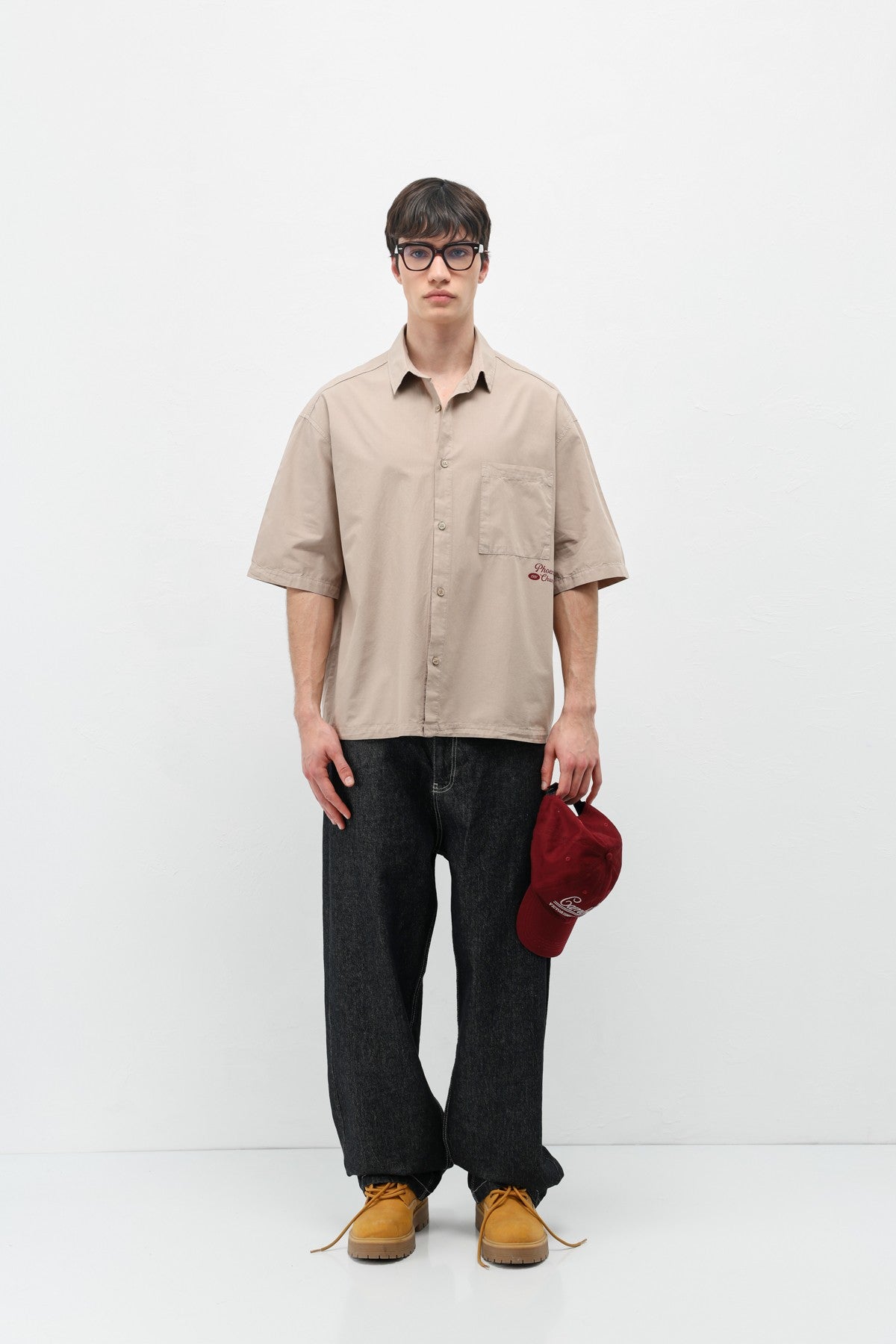 Baskılı Oversize Keten Gömlek