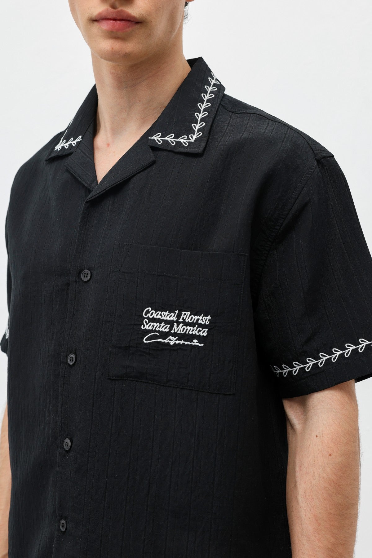Oversize Yazı Baskılı Keten Gömlek