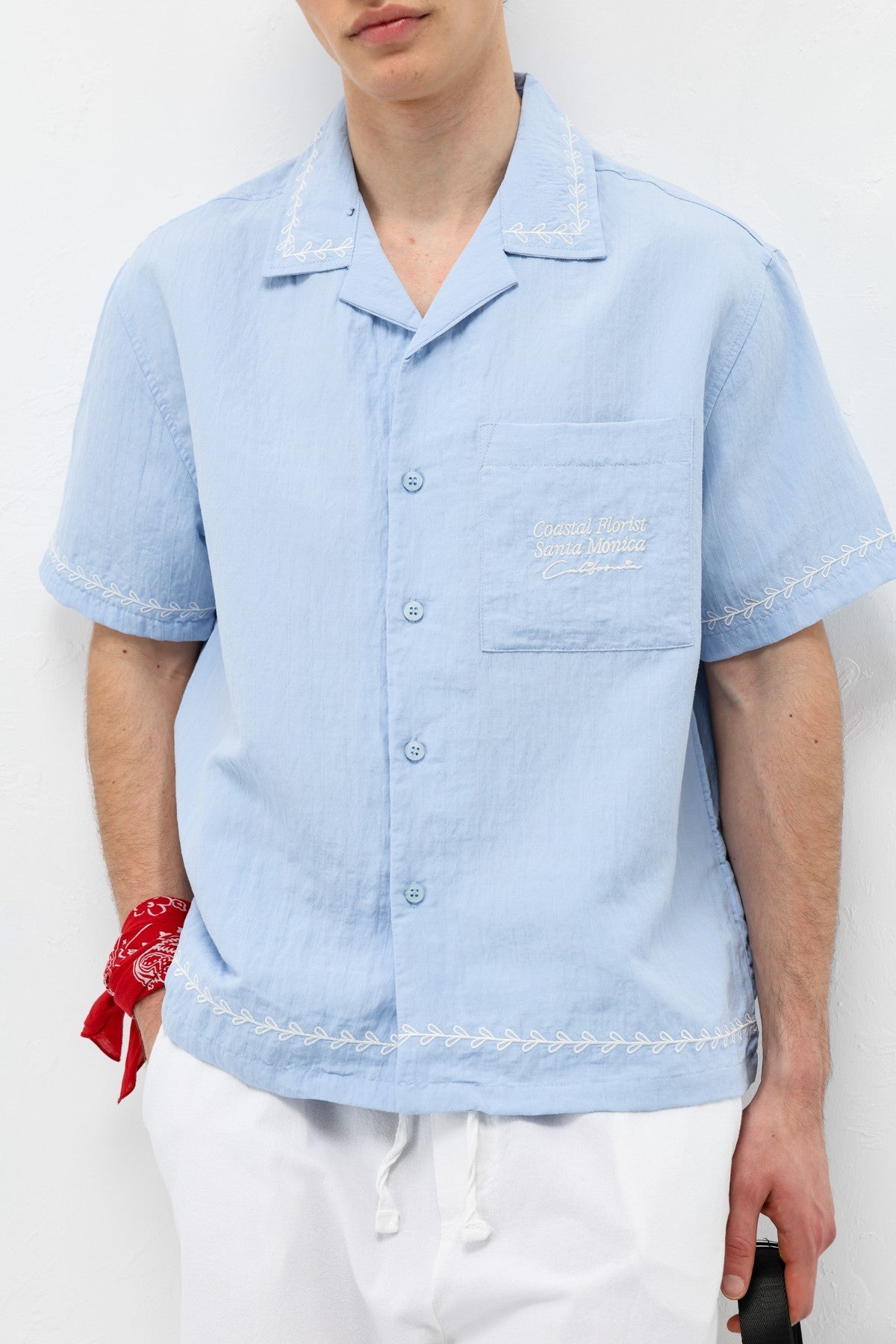Oversize Yazı Baskılı Keten Gömlek