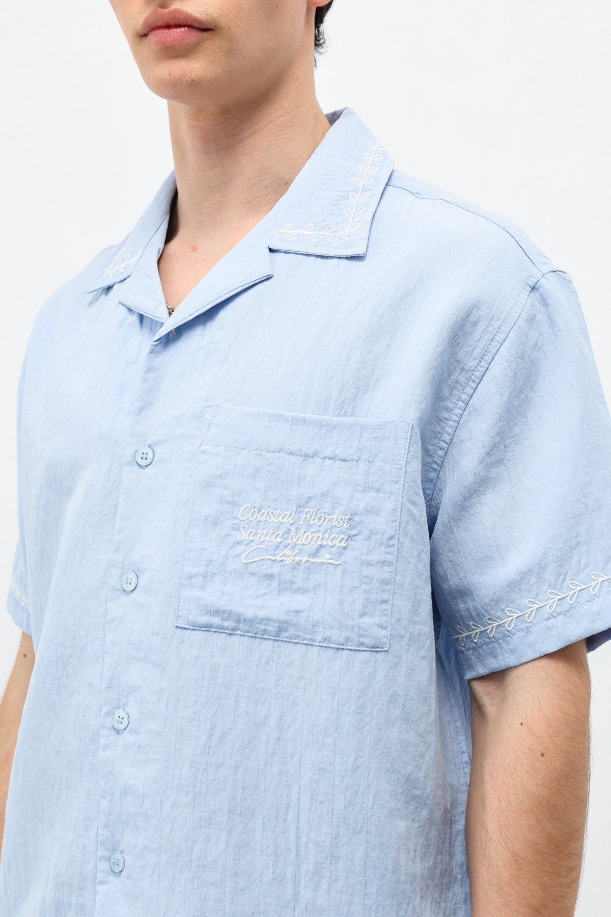 Oversize Yazı Baskılı Keten Gömlek